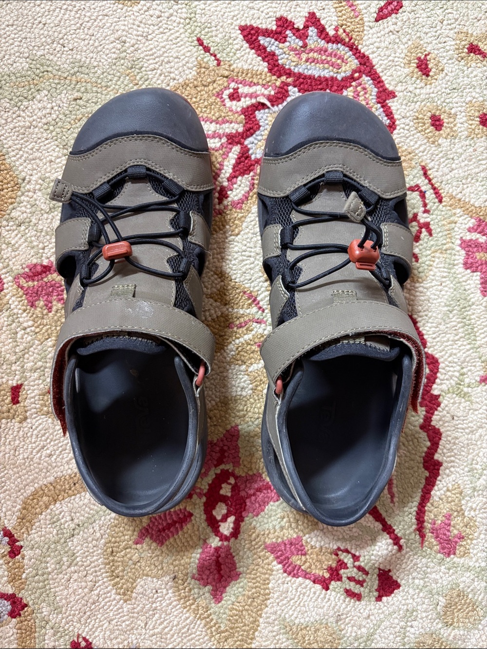 Teva Men's Olive and Black Outdoor Sandals with Red Accents